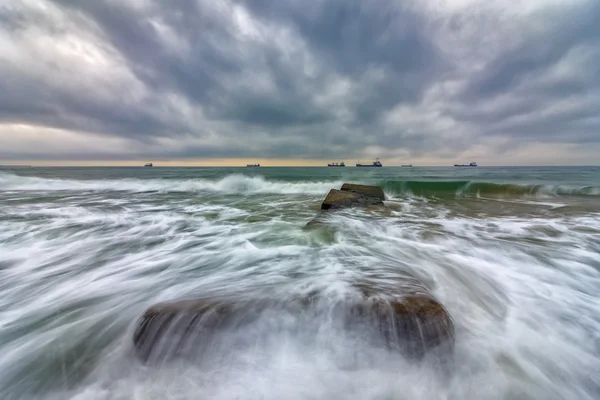 Exposição prolongada paisagem marinha — Fotografia de Stock