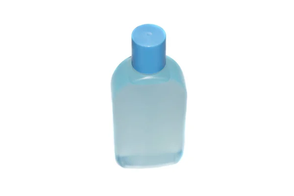 Синя косметика пластикова пляшка — стокове фото