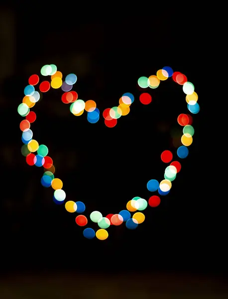 Bokeh με το σχήμα του μια καρδιά με multi χρώματα — Φωτογραφία Αρχείου