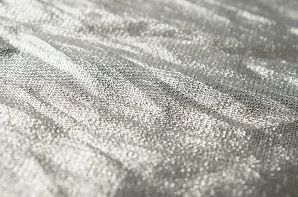 Silver metallic brocade fabric texture — Stock Photo, Image