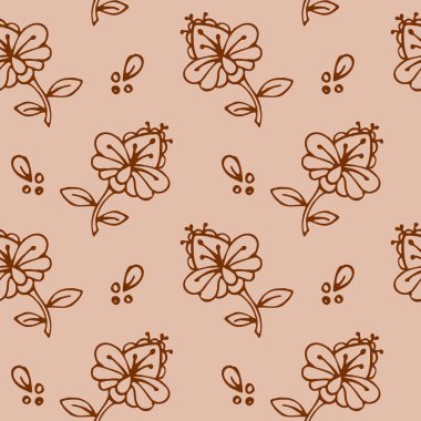 Etnik mehendi çiçekleri kusursuz arkaplan deseni