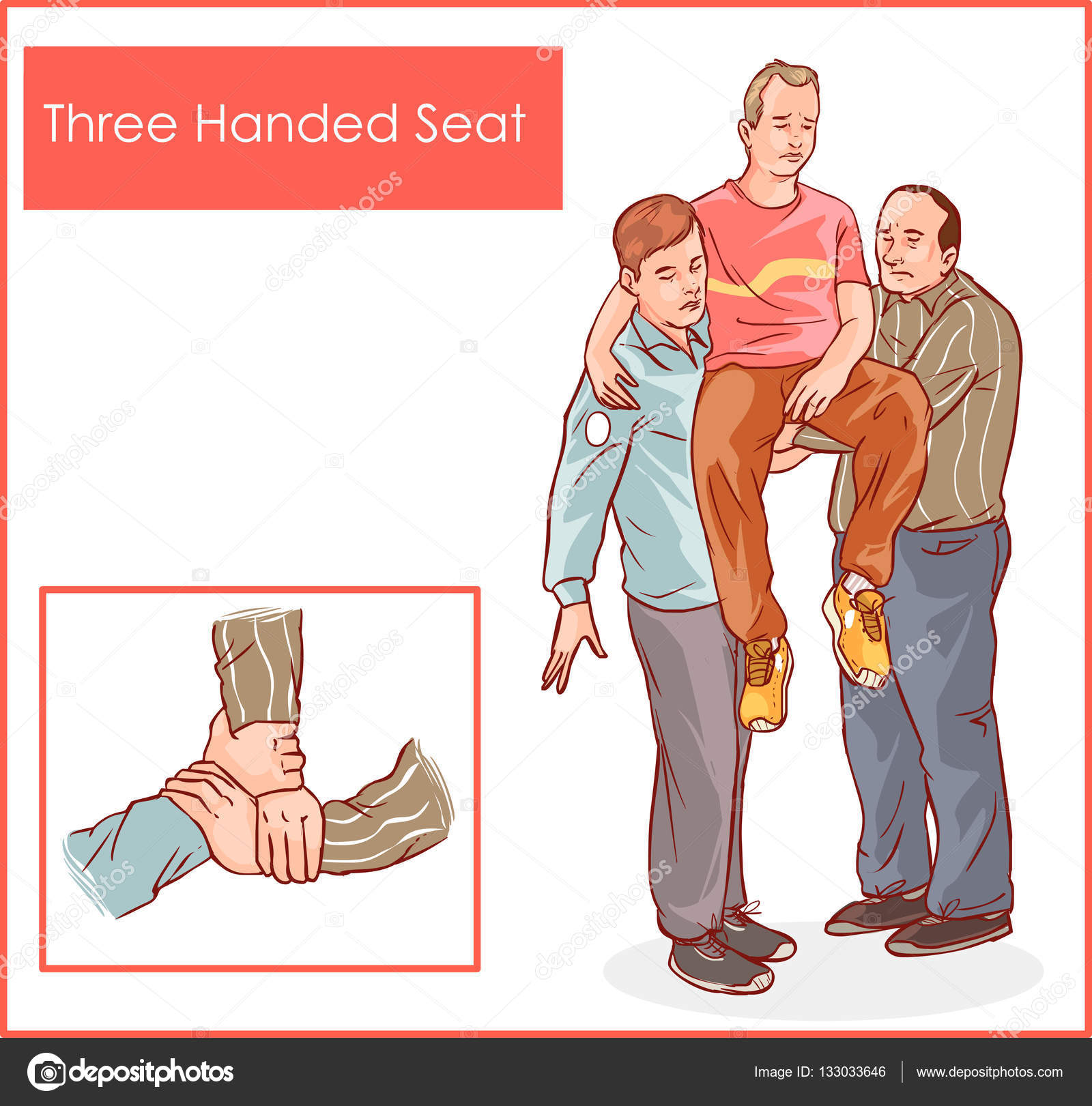 Three handed seat carry method Stock Illustration by ©corbacserdar