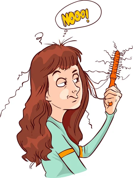 saç dökülmesi güzel bir kızla vektör çizim shocke olduğunu