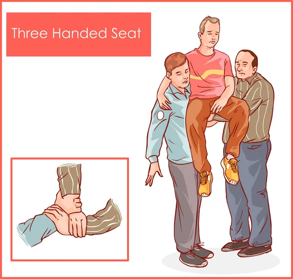Metoda przeprowadzenia trzech ręką siedzenia — Wektor stockowy