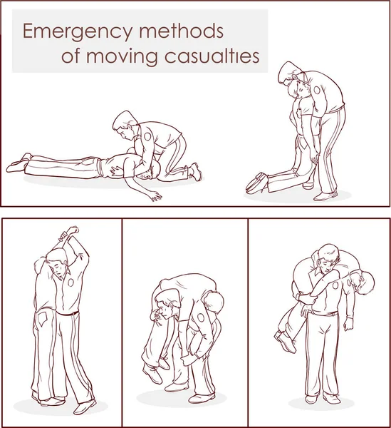 死傷者の移動緊急方法のベクトル イラスト — ストックベクタ