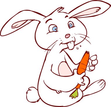 Tavşan karikatür üzerine beyaz izole