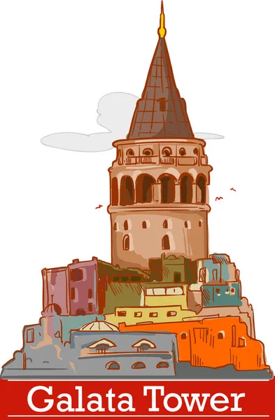 Istanbul galata Kulesi simgesi ve şekil vektör çizim — Stok Vektör