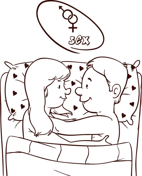 Homem e mulher casal na cama vetor ilustração — Vetor de Stock