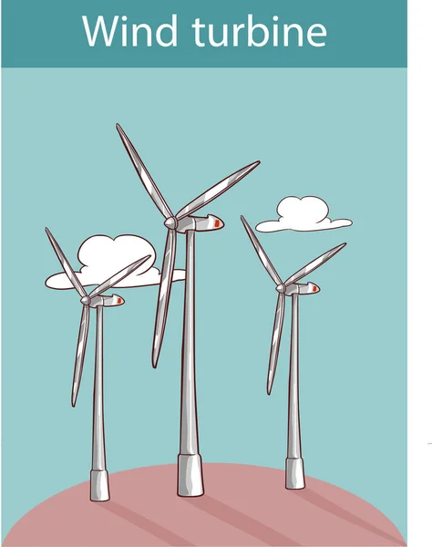 Vektorové ilustrace větrných turbín — Stockový vektor