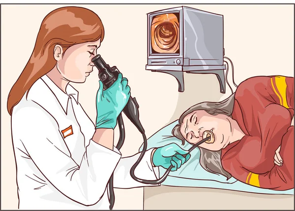 Endoskopischer Empfang im Krankenhaus. Arbeit mit medizinischen Geräten — Stockvektor