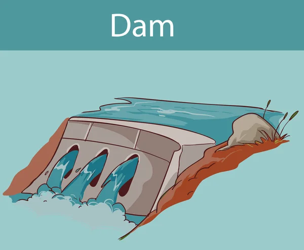 Ícone de barragem de água em estilo cartoon isolado — Vetor de Stock