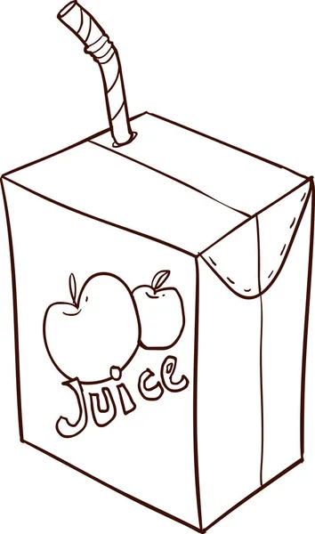 Caja de jugo de dibujos animados dibujado a mano alzada — Vector de stock