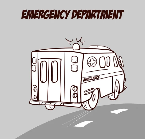 Ambulancia Movimiento Conduciendo Por Camino — Vector de stock