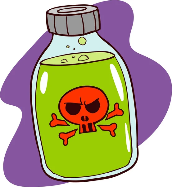 毒瓶手描画イメージ オリジナルのカラフルなアートワーク コミックっぽいスタイルの描画 — ストックベクタ