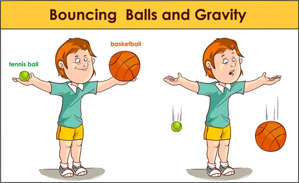 Saltando bolas e gravidade — Vetor de Stock