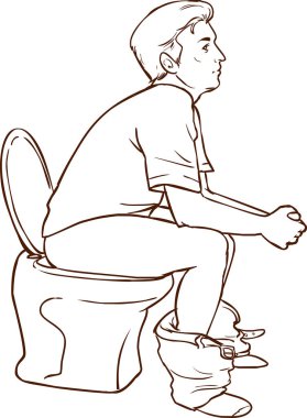 Tuvalet vektörü illüstrasyonunda oturan adam