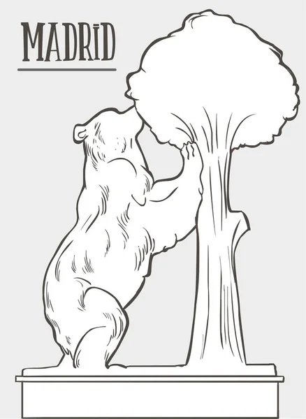 La estatua del oso y el árbol de fresa ilustración de stock — Vector de stock