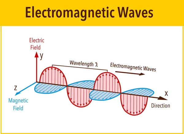 Electromagnetic Wave structure and parameters, vector illustrati — Stock Vector