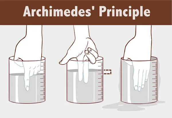 Archimedes' Principle vector illustration — 스톡 벡터