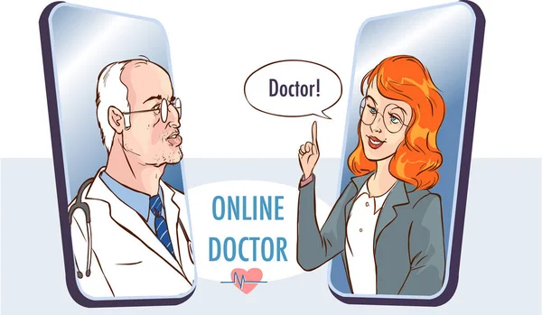Online läkare vektor vård illustration koncept — Stock vektor