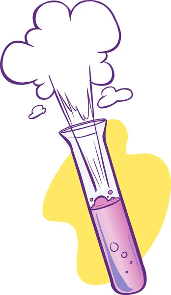Exploding Purple Test Tube Cartoon — Stock Vector