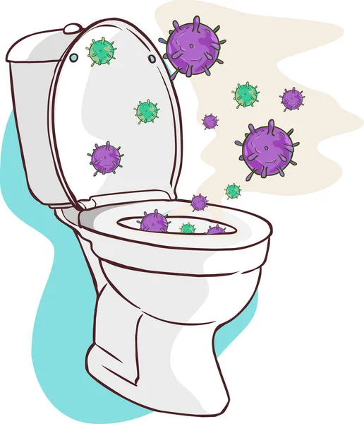 Tapa Abierta Del Inodoro Causa Dispersión Del Germen Como Resultado — Vector de stock