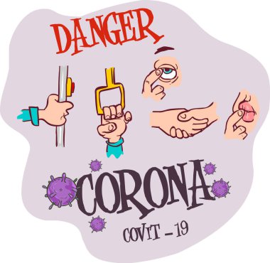 Corona Temel Koruyucu Önlemler Vektör illüstrasyonuName