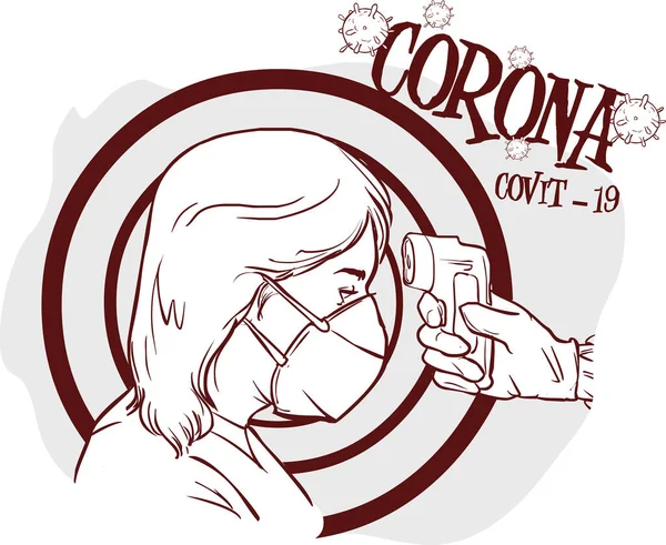 Covid Medición Temperatura Corporal Para Coronavirus — Vector de stock