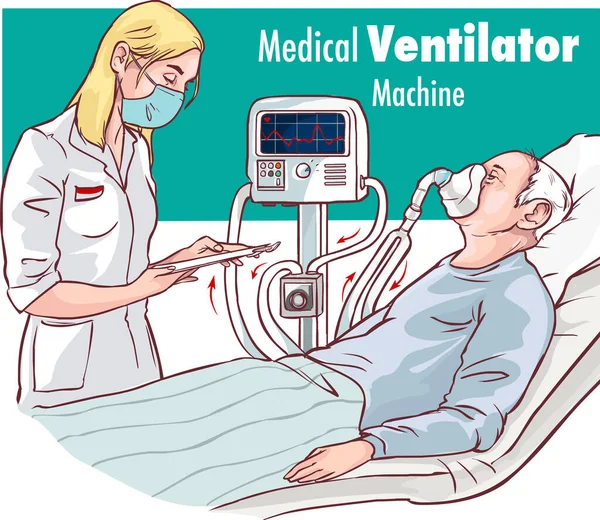 Nurse Read Information Patient Condition — Stock Vector