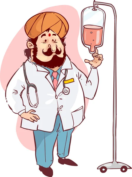 Indian Doctor Preparing Drop Counter Stock Illustration — Stock Vector