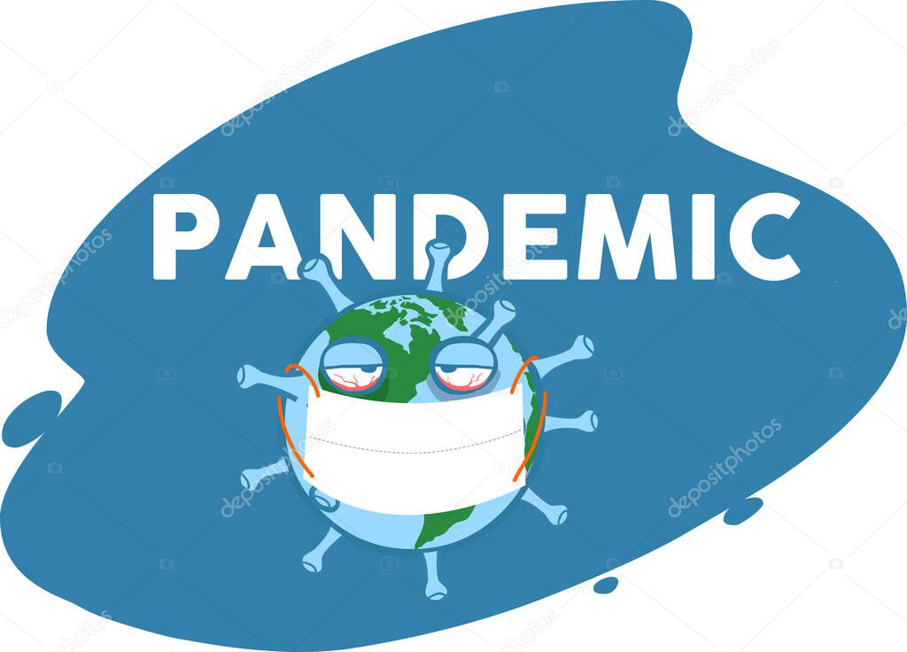A graphic representation of the earth in the grip of a pandemic situation.