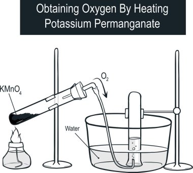Potasyum Permanganatı Isıtarak Oksijen Almanın Vektör Çizimi 