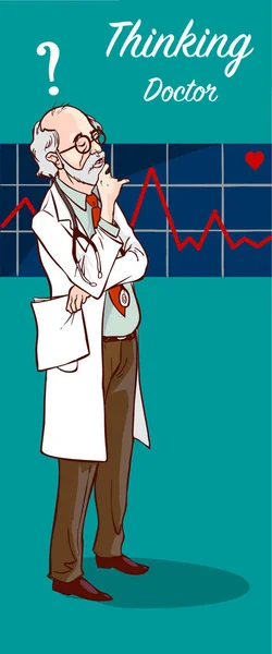 Doctor Confused Thinking Medical — Stock Vector