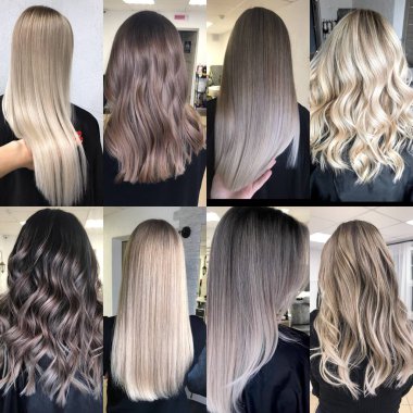  Farklı renkte saçlar zor teknik detaylarla renklendirilmiş balayage shatush 