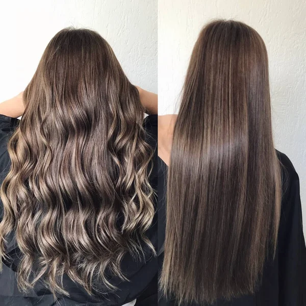 Cabelo castanho longo com balayage — Fotografia de Stock