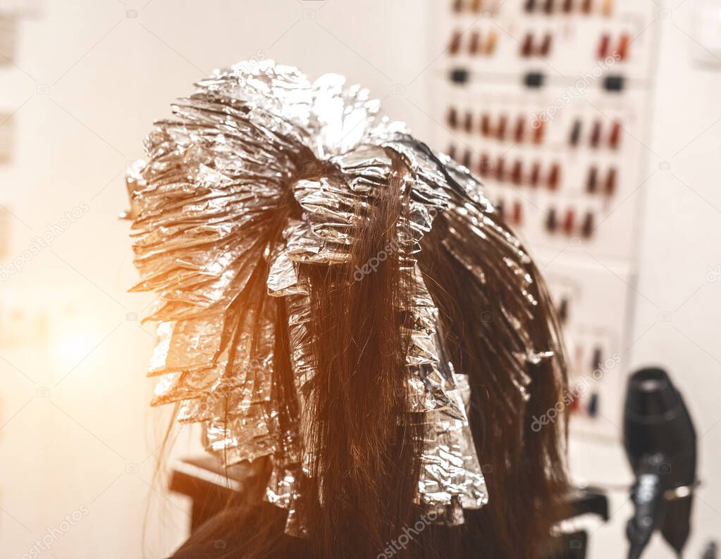 process hair color with foil professional style
