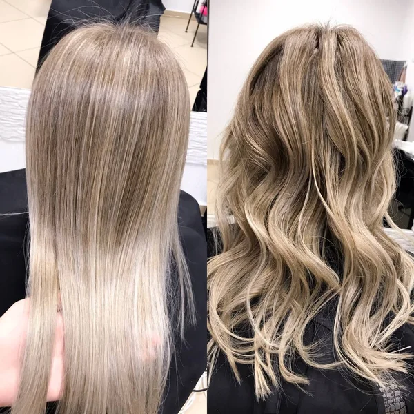 Cabelo loiro longo com balayage — Fotografia de Stock