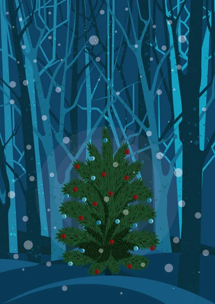 Christmas Tree Winter Forest — Stock Vector