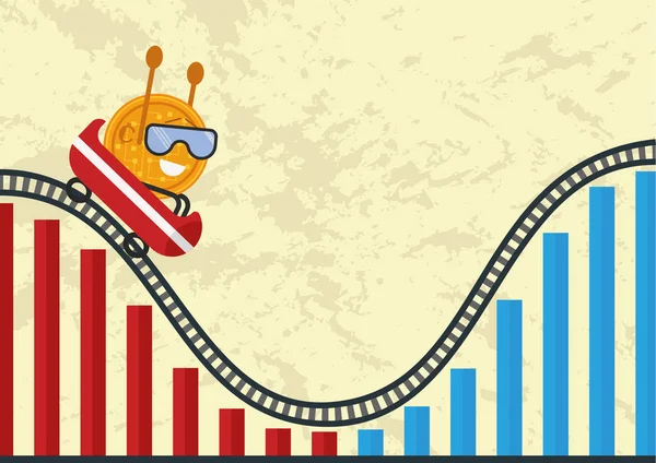 Ciclo Econômico Mudanças Nos Mercados Ações Parece Uma Montanha Russa — Vetor de Stock