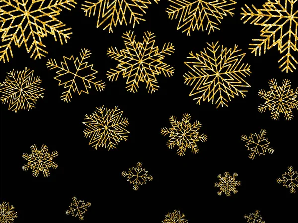Gyllene Glitter snöflingor jul bakgrund 3 Vektorgrafik