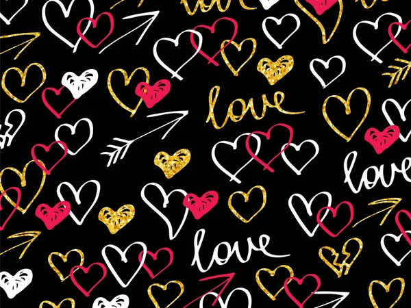 Alla hjärtans dag kärlek hjärtat glitter guld bakgrunden Royaltyfria illustrationer