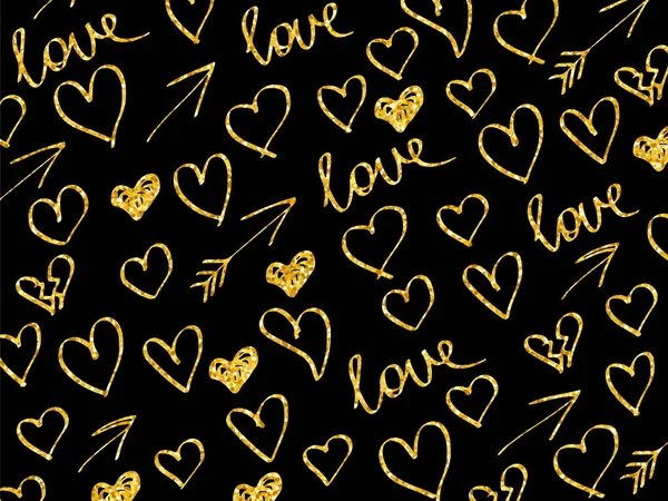 Alla hjärtans dag kärlek hjärtan guld glitter bakgrund Stockillustration
