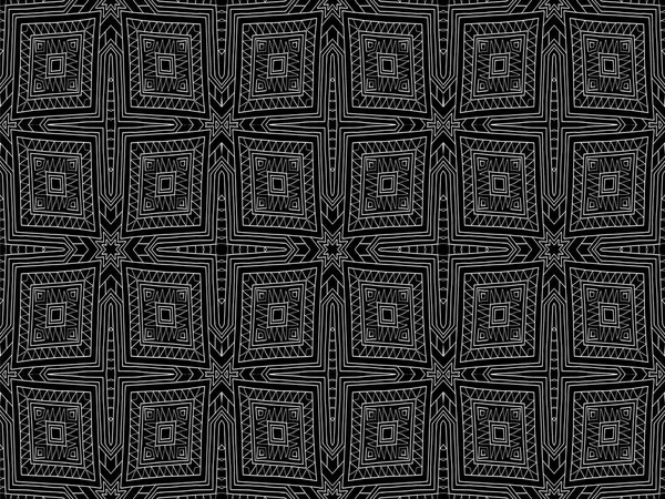 Arrière-plan monogramme tribal noir blanc texture aztèque 5 — Image vectorielle