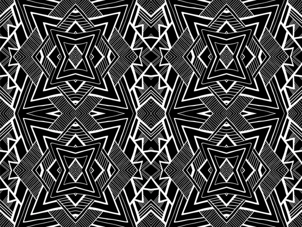 Arrière-plan tribal noir blanc ornement texture ethnique 4 — Image vectorielle