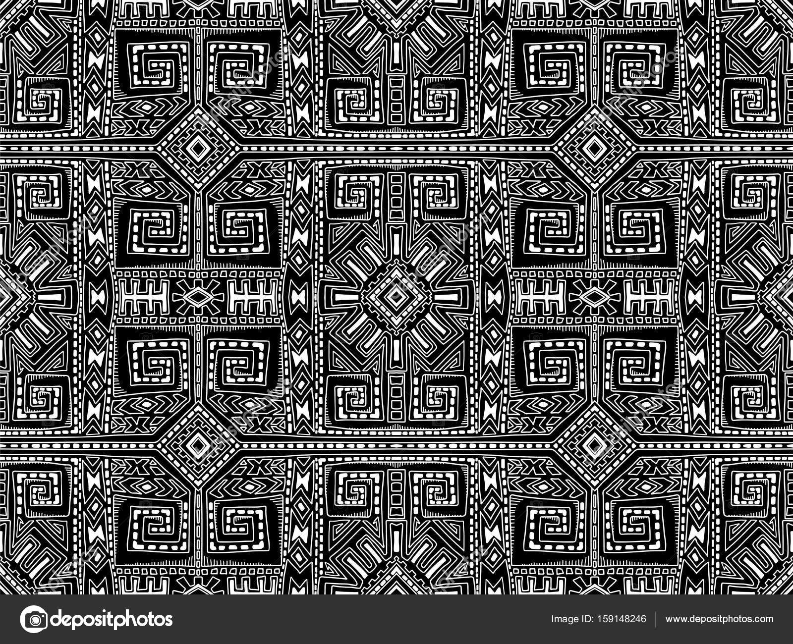 Aztec Design Black And White Wallpaper