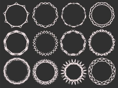 Kalem kroki set kara tahta yuvarlak kare doodle