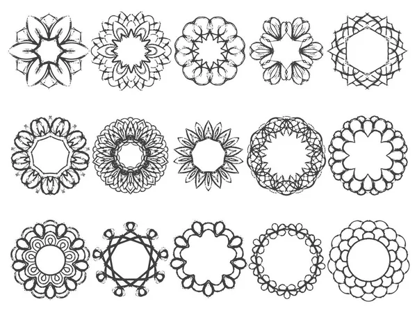 Frames doodle potlood ronde schets set zwart wit — Stockvector