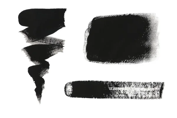 孤立在白色背景上的黑色水粉设计元素的集合 — 图库照片