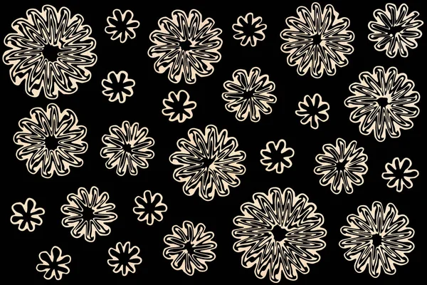 Ακουαρέλα αφηρημένα λουλούδια σε μαύρο φόντο — Φωτογραφία Αρχείου