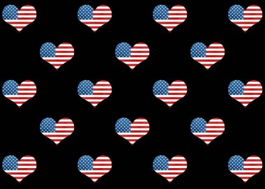 Amerikan bayrağı desen yürekleri.